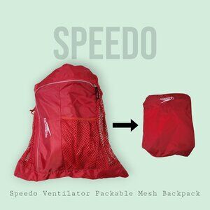 Speedo Red Ventilator Mesh Backpack Foldable Travel Gym Bag 24"x17"